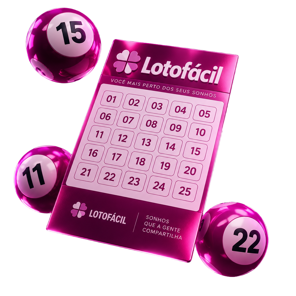 Cartela da Lotofácil com bolas de sorteio